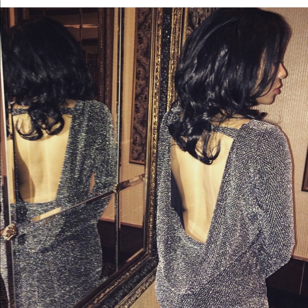 H&M cowl low back grey glitter dress, preowned